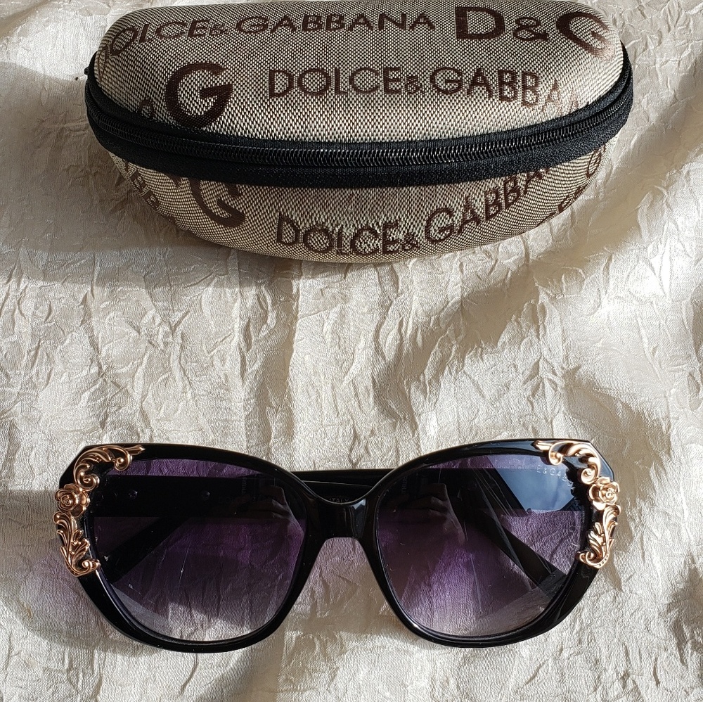Dolce and Gabbana Floral Sunglasses with Case